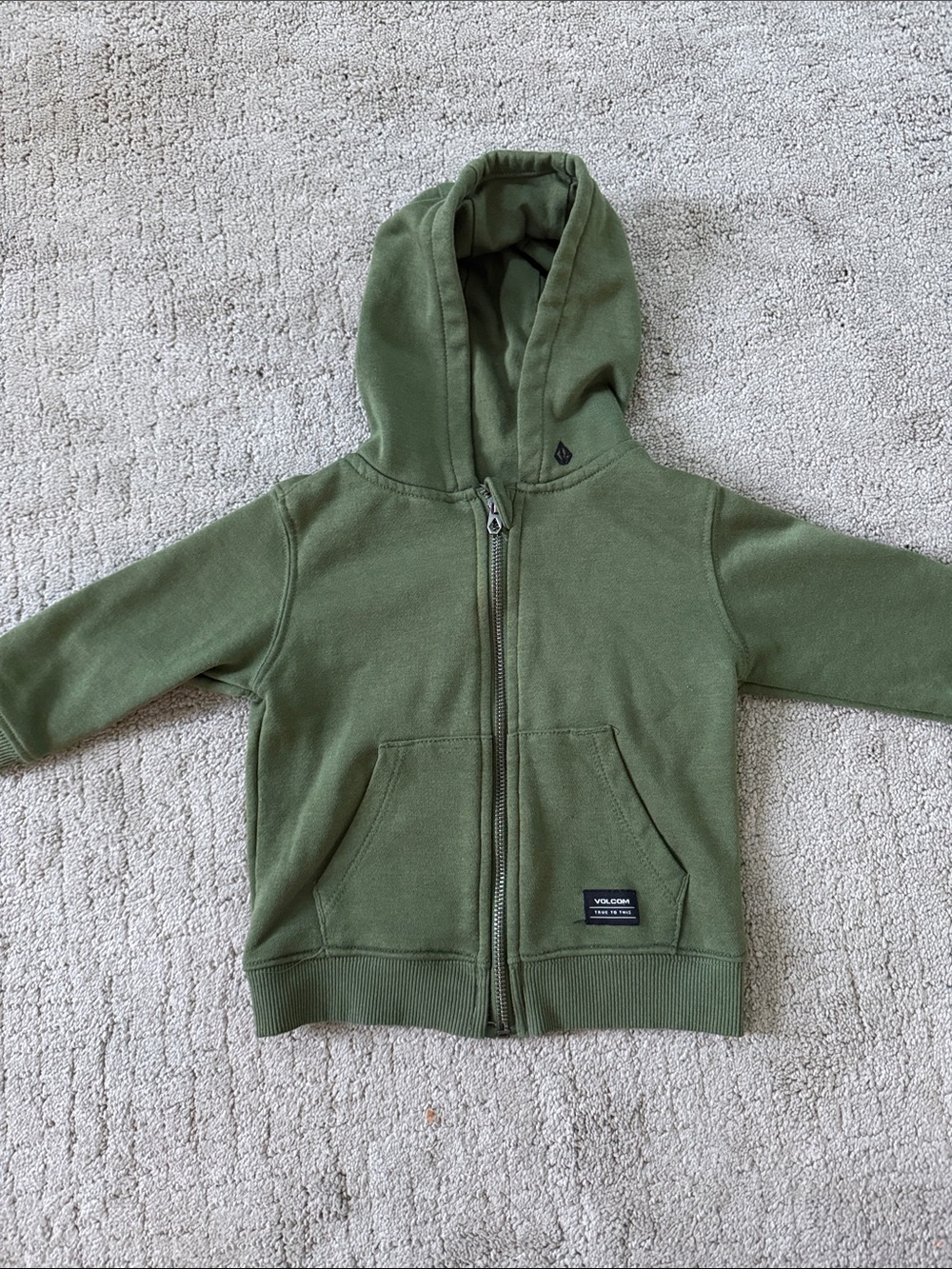 Volcom Kids Olive Green Zip Hoodie with Hood